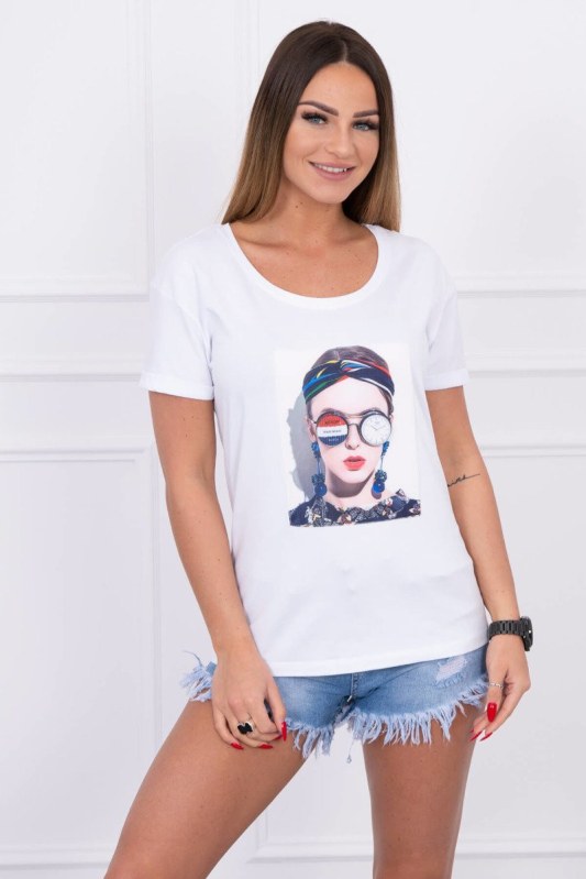 Halenka s ženskou grafikou bílá