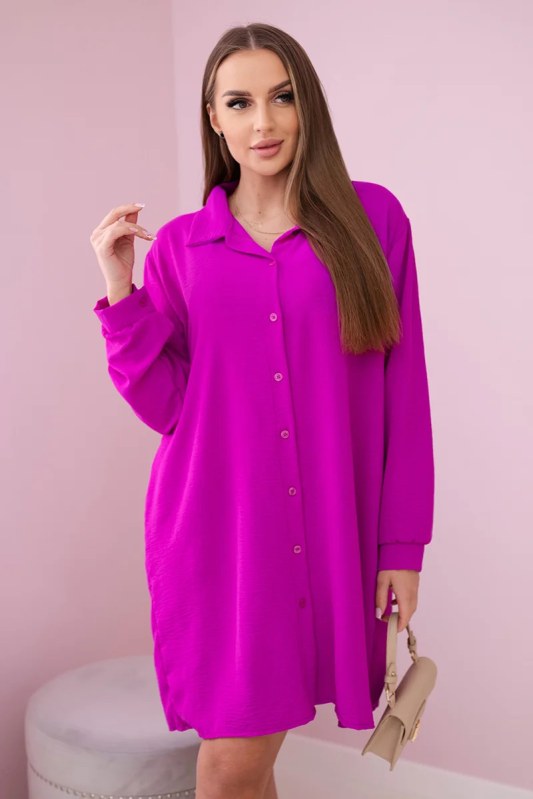 Dlouhá košile s viskózou tmavě fialová - Dámské oblečení košile a halenky