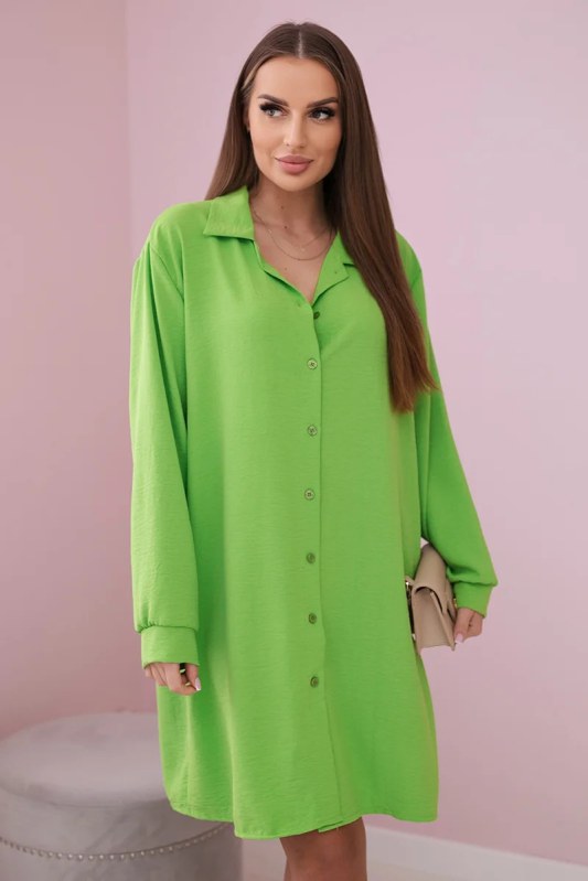 Dlouhá košile s viskózou světle zelená - Dámské oblečení košile a halenky