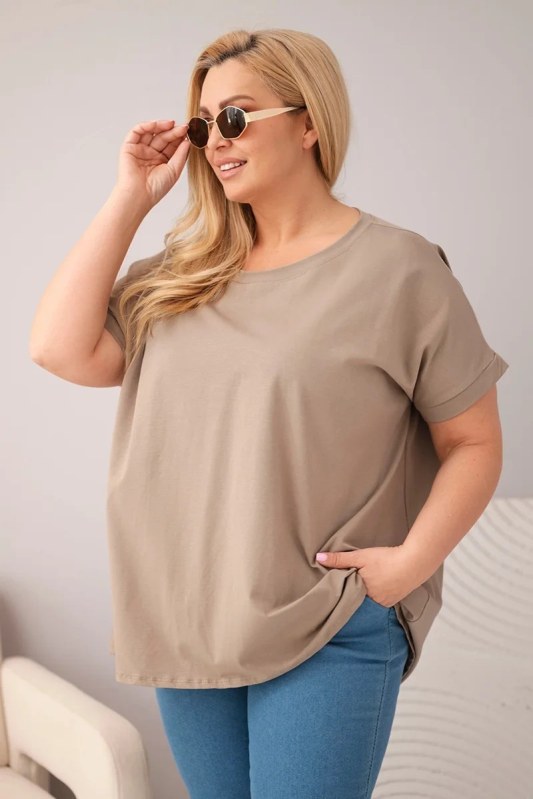 Dámská bavlněná halenka Plus Size s krátkým rukávem fango