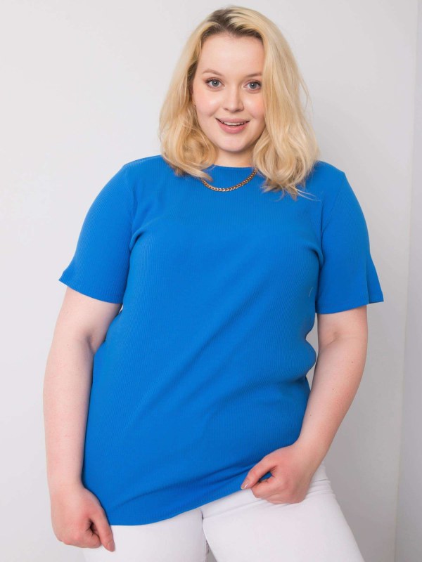 Námořnická modrá halenka plus size s pruhy - Dámské oblečení košile a halenky