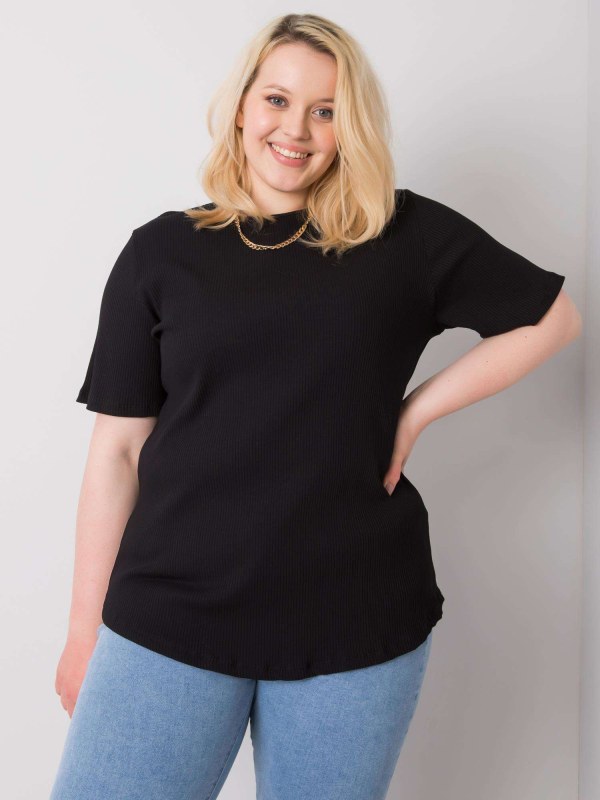 Černá pruhovaná halenka plus size velikosti - Dámské oblečení košile a halenky