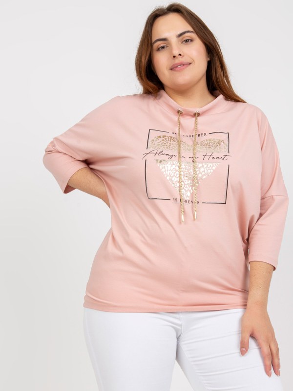 Prašně růžová bavlněná halenka větší velikosti pro každodenní nošení - Dámské oblečení košile a halenky