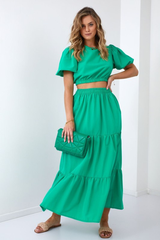 Dámská letní setová halenka se sukní zelené barvy - Dámské oblečení košile a halenky
