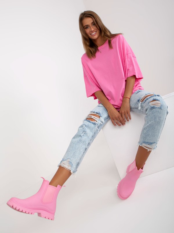 Růžová dámská basic bavlněná halenka - Dámské oblečení košile a halenky