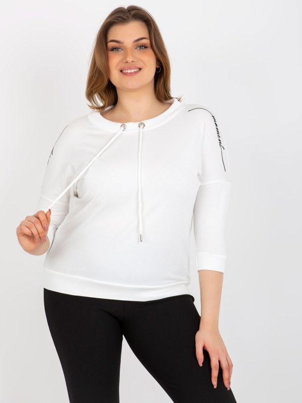 Dámská halenka plus size s 3/4 rukávy - ecru - Dámské oblečení košile a halenky