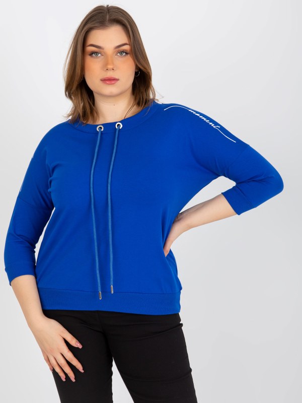 Dámská halenka plus size s 3/4 rukávy - modrá - Dámské oblečení košile a halenky