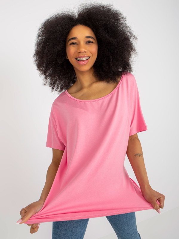 Růžová dámská basic halenka oversize střihu - Dámské oblečení košile a halenky