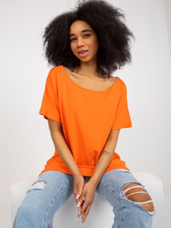 Basic oranžová halenka oversize střihu - Dámské oblečení košile a halenky