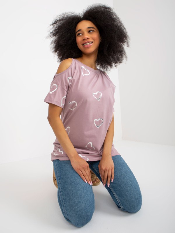 Světle fialová dámská halenka s lesklým potiskem - Dámské oblečení košile a halenky