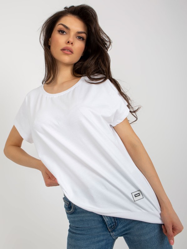 Základní bílá bavlněná halenka pro každodenní použití - Dámské oblečení košile a halenky