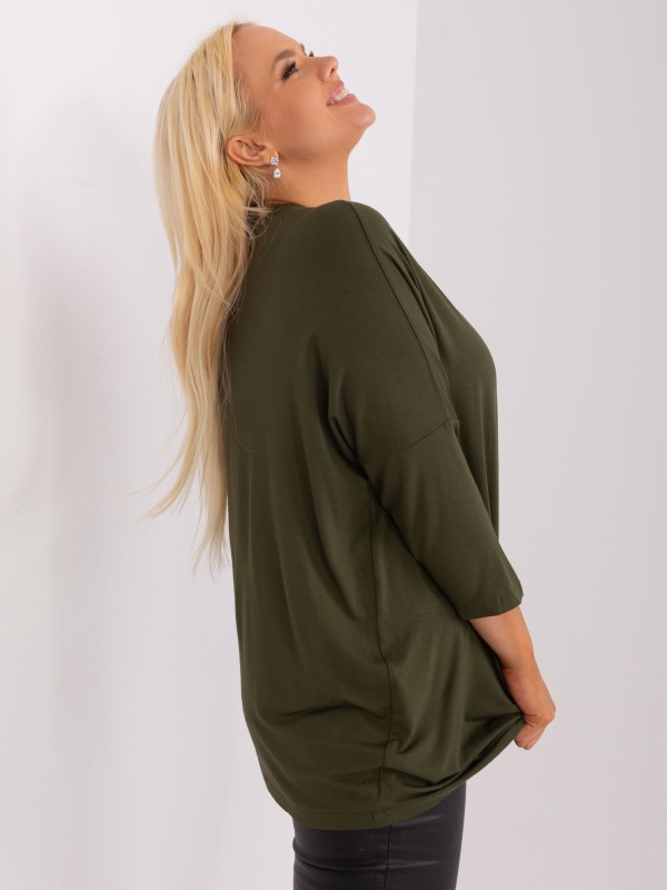 Halenka khaki basic plus velikosti - Dámské oblečení košile a halenky