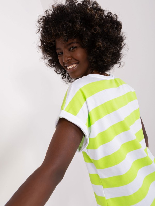 Základní bílá a světle zelená bavlněná halenka - Dámské oblečení košile a halenky