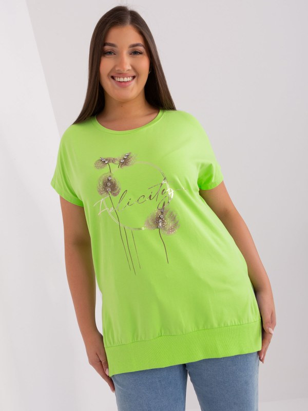 Světle zelená bavlněná halenka větší velikosti - Dámské oblečení košile a halenky