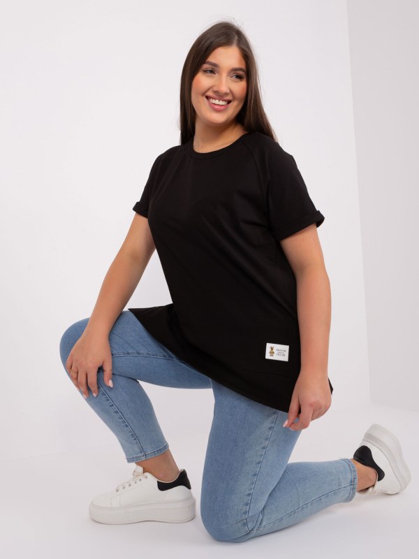 Základní černá nadměrná bavlněná halenka - Dámské oblečení košile a halenky
