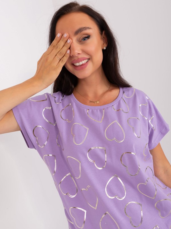 Světle fialová halenka s ležérním potiskem - Dámské oblečení košile a halenky