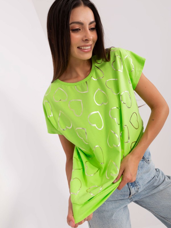 Světle zelená bavlněná halenka s potiskem - Dámské oblečení košile a halenky