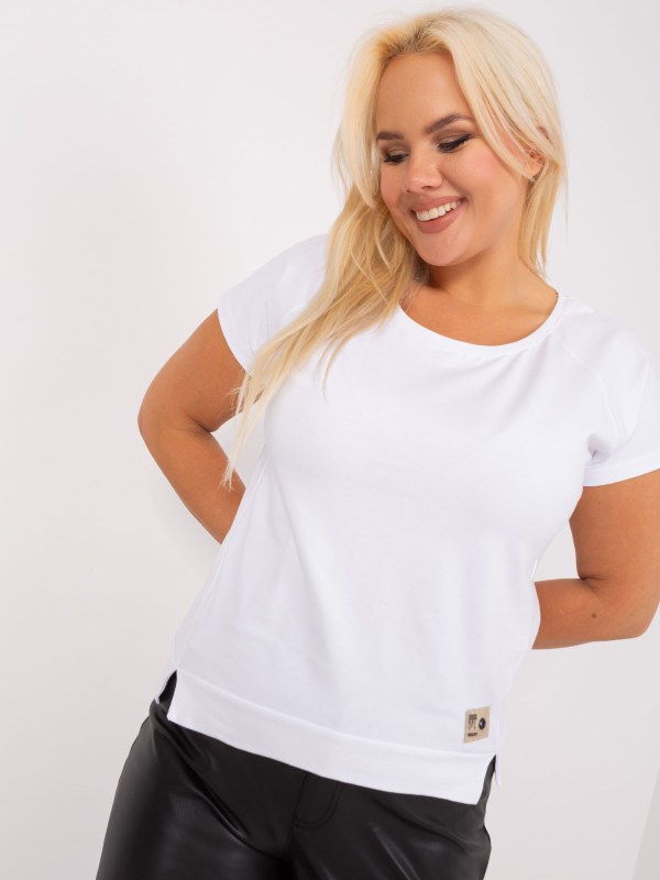 Bílá dámská halenka plus size s rozparky - Dámské oblečení košile a halenky