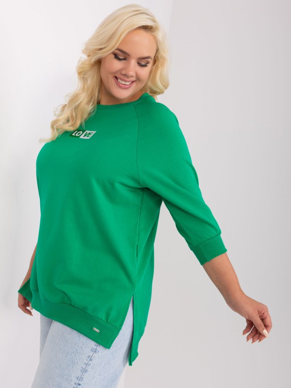 Zelená plus size halenka s rozparky - Dámské oblečení košile a halenky