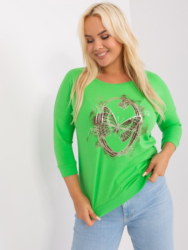 Zelená bavlněná halenka větší velikosti - Dámské oblečení košile a halenky