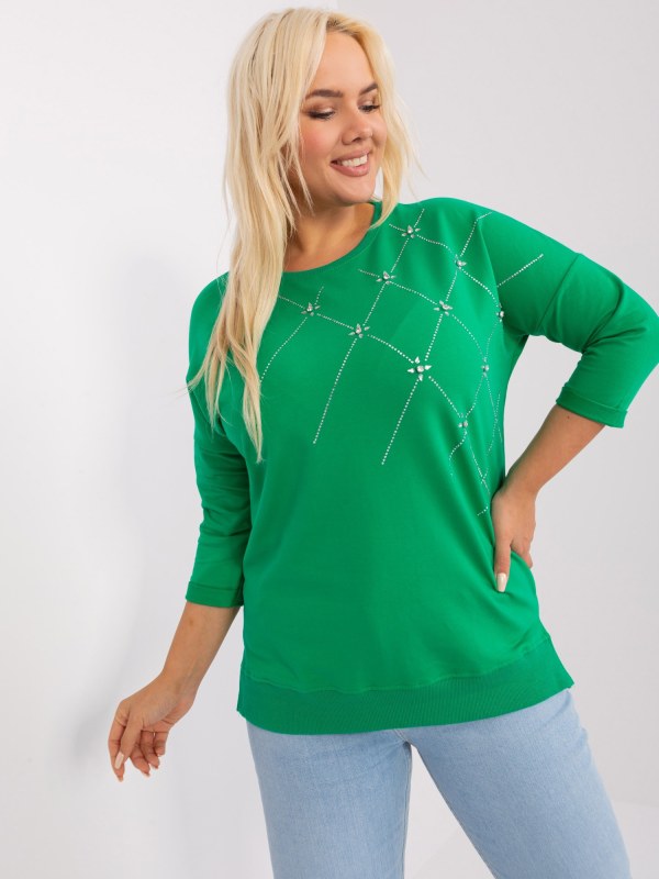 Zelená bavlněná halenka větší velikosti - košile a halenky