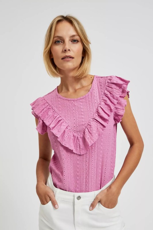 Dámská halenka MOODO - růžová - Dámské oblečení košile a halenky