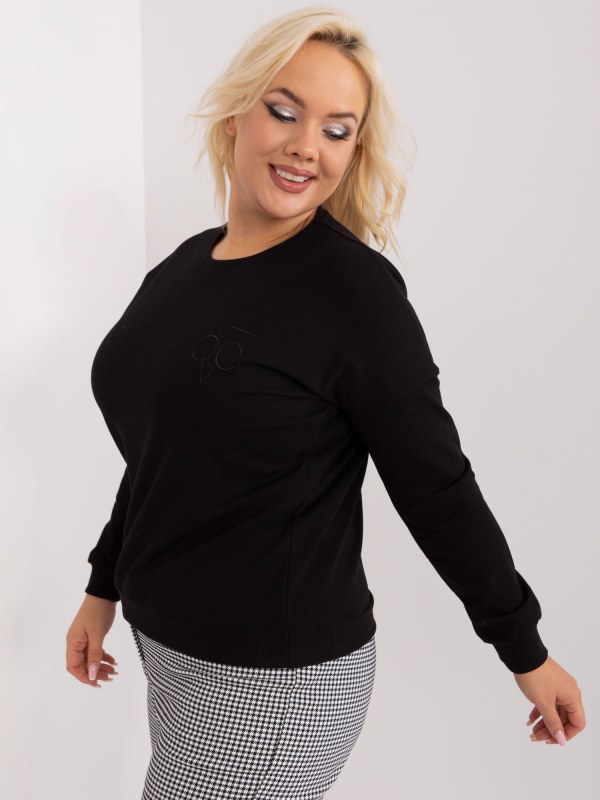 Černá dámská halenka plus size s dlouhým rukávem - Dámské oblečení košile a halenky