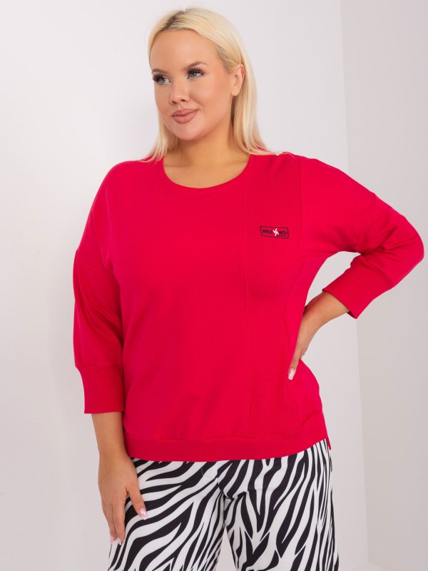 Červená halenka plus size s rozparky - Dámské oblečení košile a halenky
