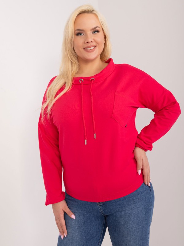 Červená halenka plus size s kapsou - Dámské oblečení košile a halenky