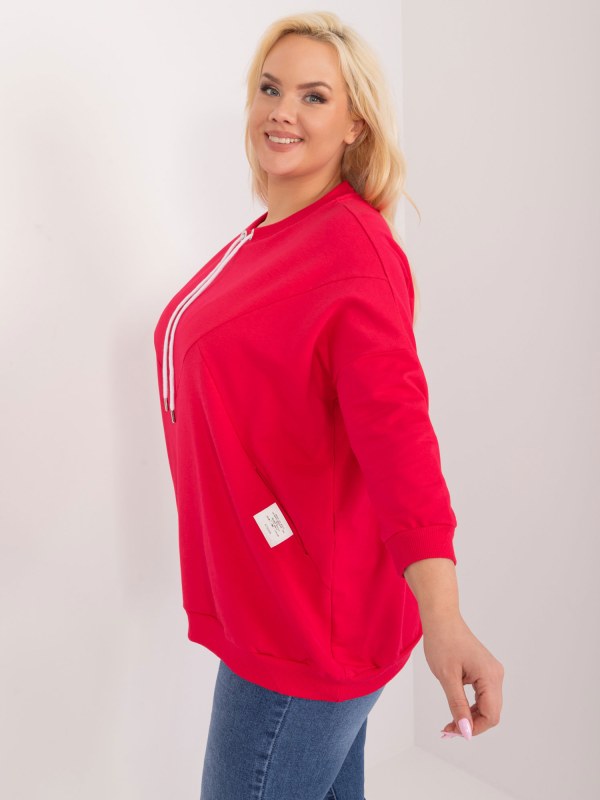 Červená volná halenka větší velikosti s prošíváním - Dámské oblečení košile a halenky
