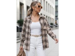 Dámská kostkovaná košile DY0485 béžovo-černá - FashionStreet