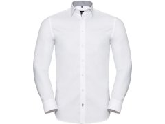 Russell Athletic 964M Kontrastní košile s dl. rukávem vzor rybí kost 11.964M white/silver/convoy grey