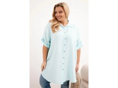 Dámská košile Plus Size z&nbsp;viskózy s&nbsp;delším zadním dílem světle mátová