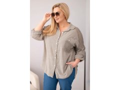 Dámská bavlněná košile Plus Size s límečkem a krajkovou vsadkou fango