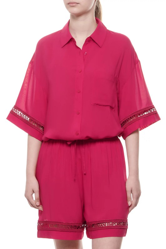 Dámská plážová košile 262732 4R338 01975 třešňová - Emporio Armani