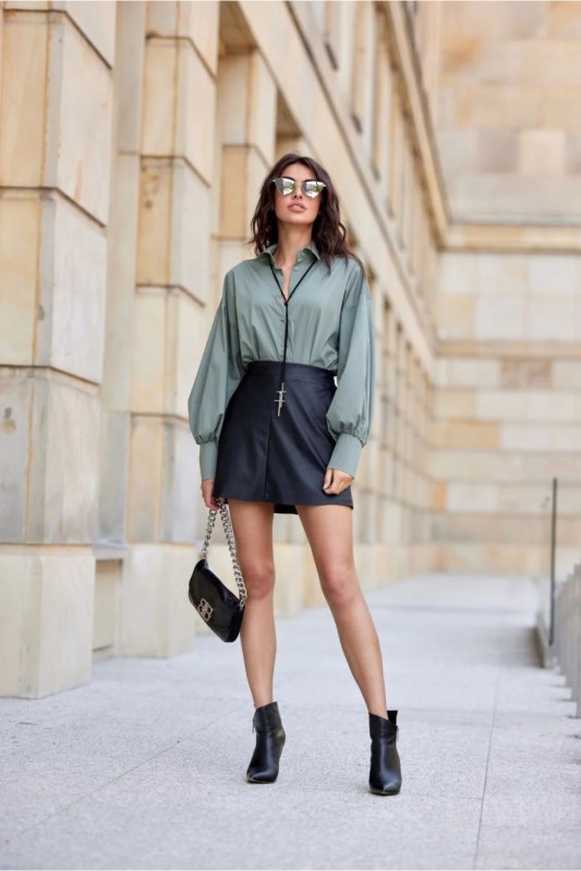 Dámská košile BLU0189 khaki zelená - Roco Fashion