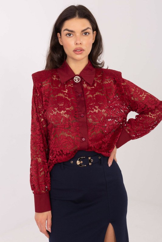 Košile s&nbsp;dlouhým rukávem s&nbsp;krajkou model 222319 Italy Moda - Dámské oblečení košile