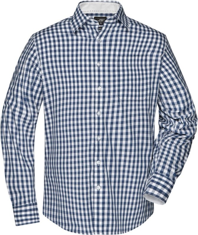 Daiber JN 617 Popelínová kostkovaná košile s dl. rukávem 02.0617 navy/white