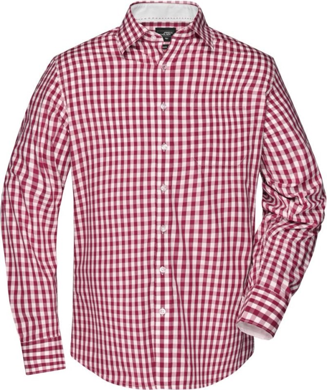 Daiber JN 617 Popelínová kostkovaná košile s dl. rukávem 02.0617 bordeaux/white