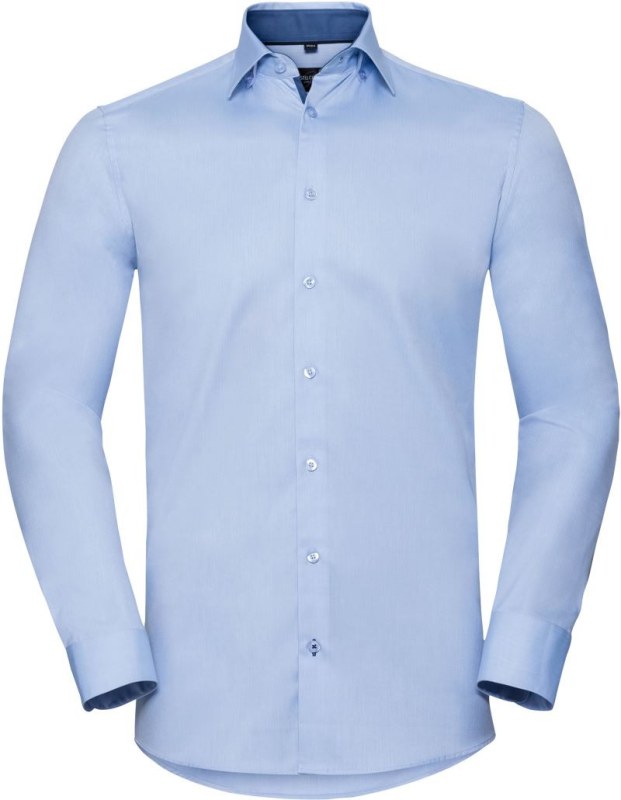 Russell Athletic 964M Kontrastní košile s dl. rukávem vzor rybí kost 11.964M light blue/mid blue/bright navy