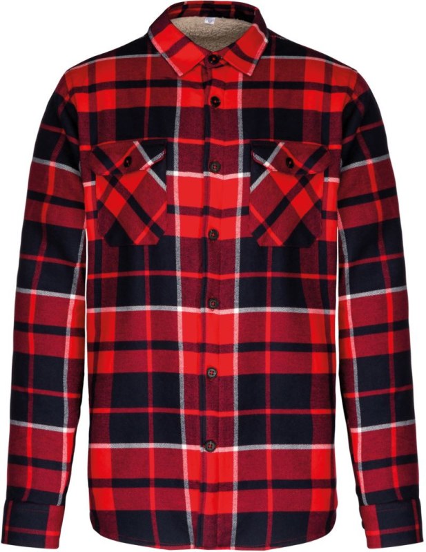 Kariban K 579 Flanelová košile s sherpa fleecovou podšívkou 20.K579 red/navy