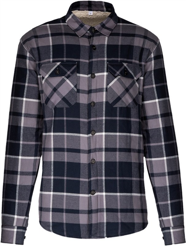 Kariban K 579 Flanelová košile s&nbsp;sherpa fleecovou podšívkou 20.K579 storm grey/navy - Dámské oblečení košile