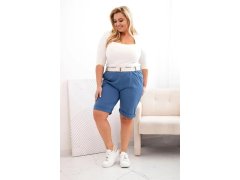 Dámské bavlněné šortky Plus Size s&nbsp;páskem denim