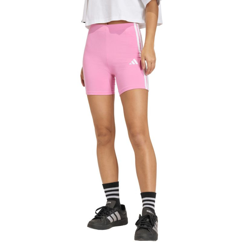 Dámské šortky adidas Essentials 3-Stripes High Waisted Biker shorts pink KT1625 dámské - Dámské oblečení kraťasy