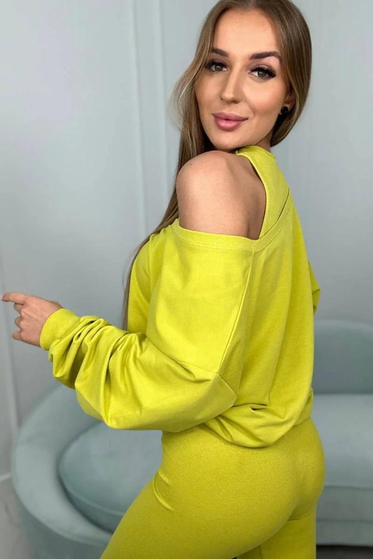 3-dílný set halenka + top + legíny kiwi - Dámské oblečení legíny