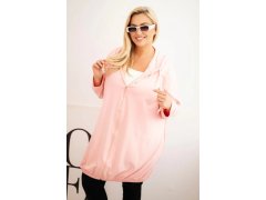 Dámská mikina Plus Size 6366 růžová - Kesi