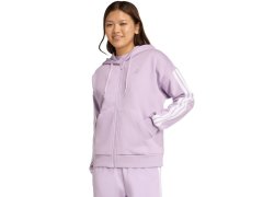 Dámská fleecová mikina adidas Essentials 3-Stripes s kapucí a zipem, fialová JY3080