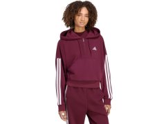 Dámská mikina adidas Essentials 3-Stripes z&nbsp;francouzského froté s&nbsp;čtvrtinovým zipem, vínová, KF8316
