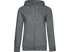 B&C QUEEN Zipped Hood_° Dámská mikina s&nbsp;kapucí 01.W03Q heather mid grey
