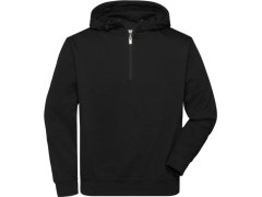 Daiber JN 839 Prac. mikina z&nbsp;bio bavlny, kapuce, "1/4" zip 02.0839 black